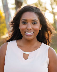 Woman smiling outside